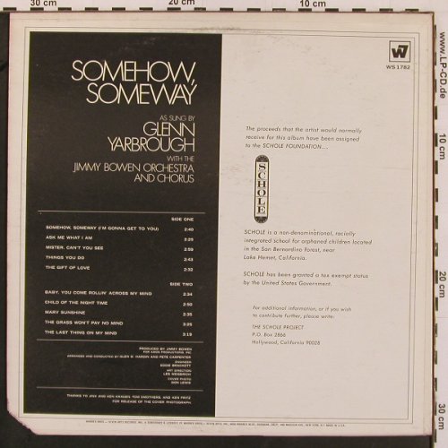 Yarbrough,Glenn & J.Bowen Orch.: Somehow,Someway, WB(WS 1782), US, Co,  - LP - C1162 - 5,00 Euro