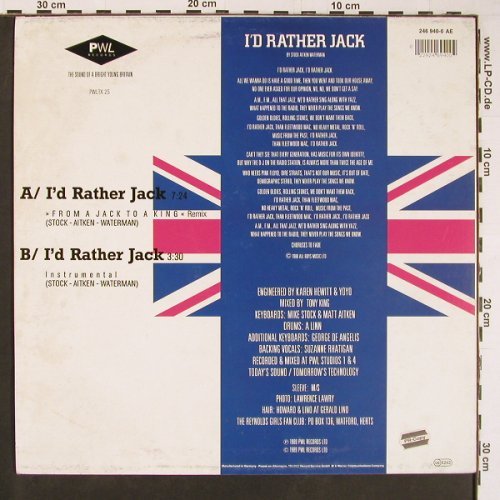 Reynolds Girls: I'd Rather Jack*2, PWL(246 940-0 AE), D, 1989 - 12inch - C4478 - 3,00 Euro