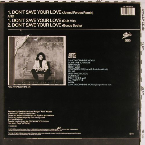 Richenel: Don't Save Your Love*3, Epic(EPC 650844 6), NL, 1987 - 12inch - C7900 - 1,00 Euro