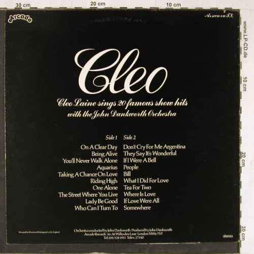 Laine,Cleo: Cleo Sings 20 Famous Show Hits, Arcade(ADE P37), UK, 1978 - LP - E4363 - 5,00 Euro