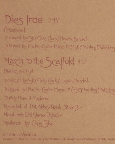 Sky: Dies Irae / March To The Scaffold, Ariola (600 255-213), D, 1980 Typ: 12" Best.-Nr.: F1273 Preis: 1,00 Euro