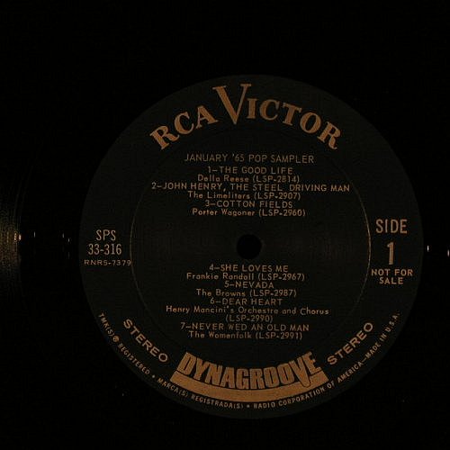 V.A.January '65: Pop Sacred Sampler,Promo,No Cover, RCA Victor(SPS 33-316), US,vg+/--, 1965 - LP - F4609 - 7,50 Euro