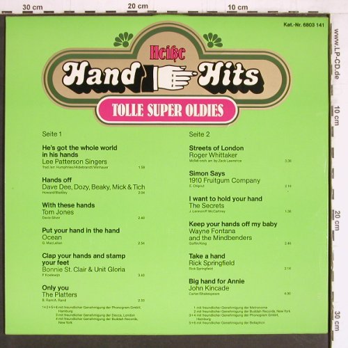 V.A.Heiße Hand Hits: Tolle Super Oldies, m-/vg+, Kamill Phonoclub(6803 141), D,  - LP - F5798 - 3,00 Euro