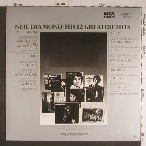 Diamond,Neil: His 12 Greatest Hits, MCA(250 407-1), D,  - LP - F6383 - 6,00 Euro