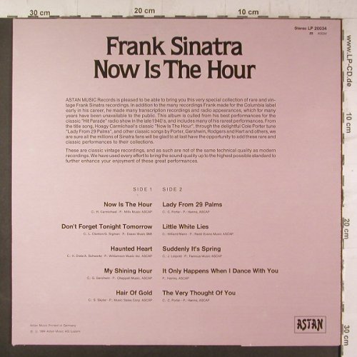 Sinatra,Frank: Now Is The Hour, Ri, Astan(20034), D, 1984 - LP - F6706 - 5,00 Euro