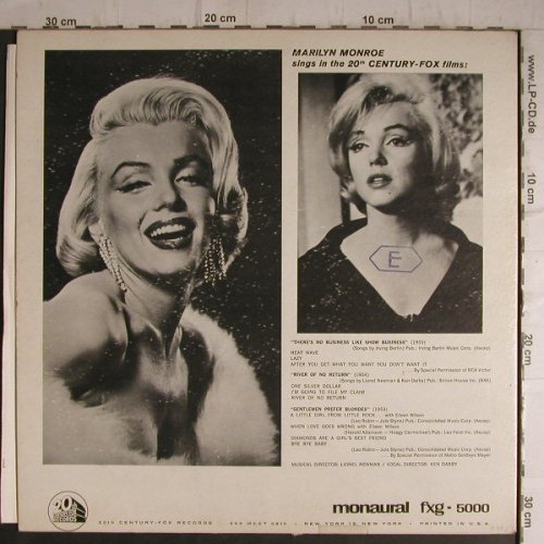 Monroe,Marylin: Marilyn, from Orig.Sound Track, 20th Century Fox(FXG 5000), US,stoc,  - LP - F7266 - 20,00 Euro
