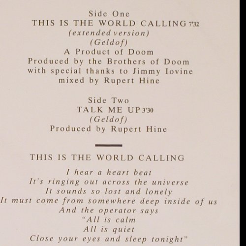 Geldof,Bob: This Is The World Calling+1, Mercury(888 117-1), D, 1986 - 12inch - F813 - 1,00 Euro