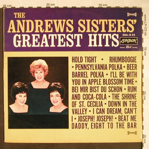 Andrews Sisters: Greatest Hits, London(SHA-D 52), D,  - LP - F9878 - 12,50 Euro