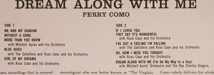 Como,Perry: Dreaming Alone With Me, RCA Camden(CDS 1002), UK, Ri,  - LP - H1147 - 5,00 Euro