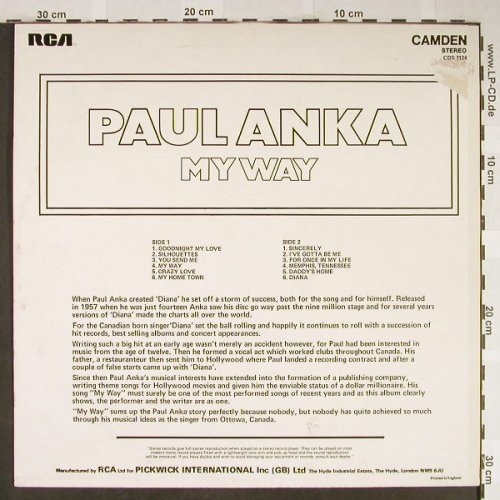Anka,Paul: My Way, RCA Camden(CDS 1134), UK,  - LP - H2014 - 5,00 Euro