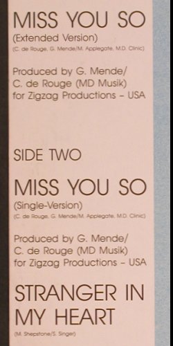 Bianco,Bonnie: Miss You So *2+1, Metronome(885 644), D, 1987 - 12inch - H4326 - 1,00 Euro