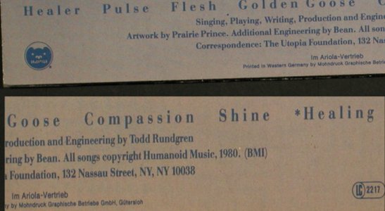 Rundgren,Todd: Healing, m-/vg+, Bearsville(203 352-320), D, 1981 - LP - H4475 - 7,50 Euro