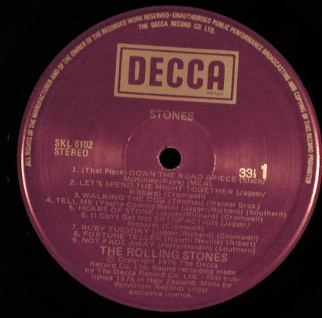 Rolling Stones: Stones, Decca(SKL-6102), Austral,Ri, 1976 - LP - H6065 - 40,00 Euro