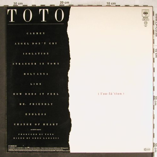 Toto: Isolation, CBS(CBS 86305), NL, 1984 - LP - H7012 - 6,00 Euro