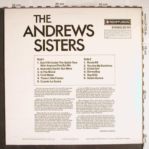 Andrews Sisters: Same, Rediffusion(ZS 153), UK, 1973 - LP - H7357 - 5,50 Euro