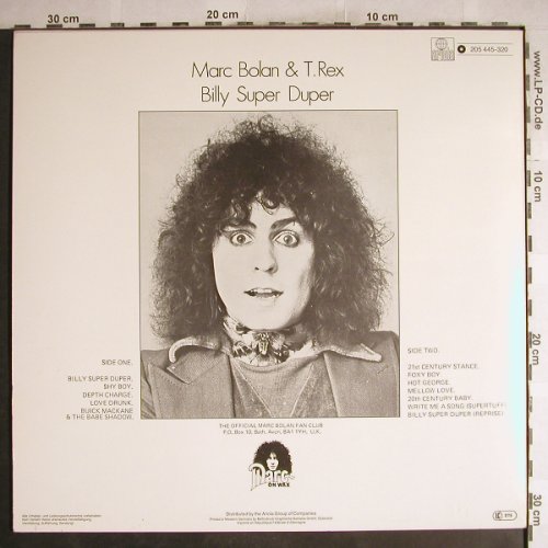 Bolan,Marc & T.Rex: Billy Super Duper, Ariola(205 445-320), D, 1982 - LP - H7541 - 7,50 Euro