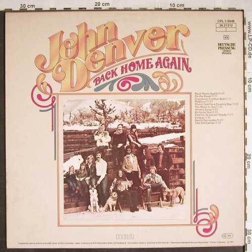 Denver,John: Back Home Again, RCA(26.21312), D, 1974 - LP - H7922 - 5,00 Euro