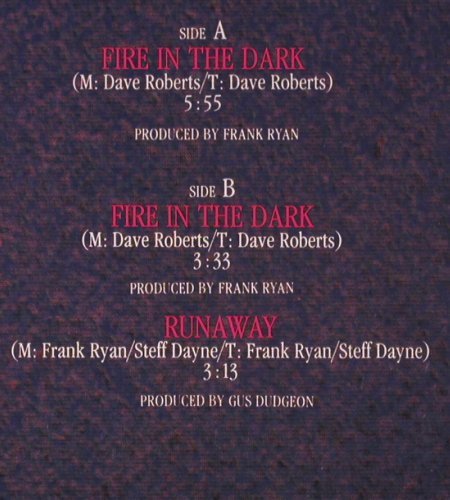 Ryan,Frank: Fire in the Dark*2/Runaway, EMI (1C 060-14 74316), EEC, 1989 Typ: 12" Best.-Nr.: H8029 Preis: 1,00 Euro