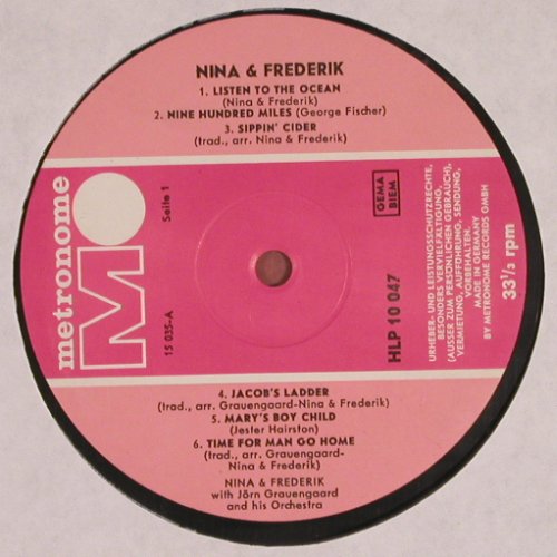 Nina & Frederik: Same, m- / Selfmade Cover, Metronome (HLP 10 047), D Typ: LP Best.-Nr.: V11 Preis: 5,00 Euro