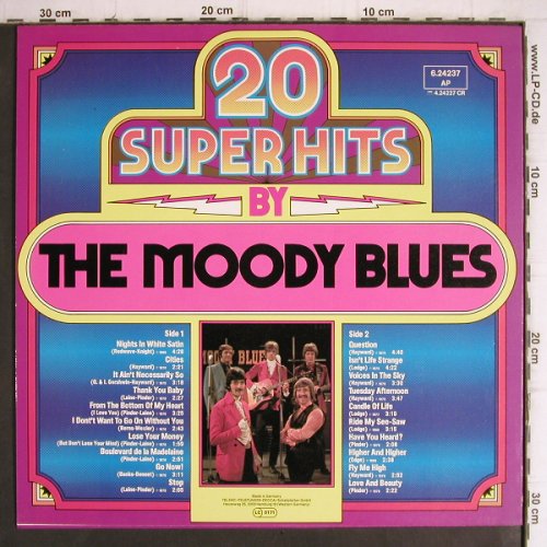 Moody Blues: 20 Super Hits, Decca (6.24237 AP), D, 1980 Typ: LP Best.-Nr.: V1232 Preis: 5,00 Euro