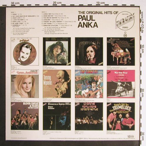 Anka,Paul: The Original Hits Of, Embassy (EMB 31054), NL, 1974 Typ: LP Best.-Nr.: V1417 Preis: 5,00 Euro