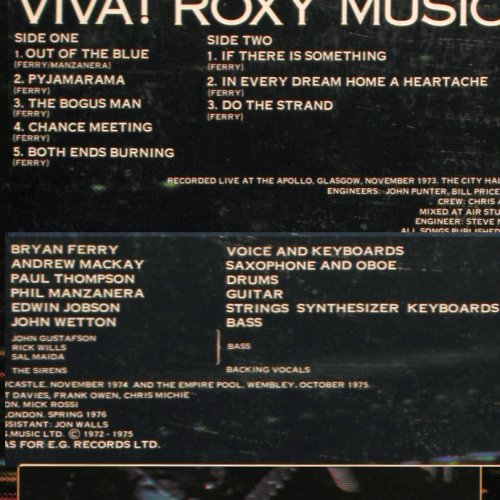 Roxy Music: Viva !, Foc, Island (27 553 XOT), D, 1976 Typ: LP Best.-Nr.: V1564 Preis: 7,50 Euro