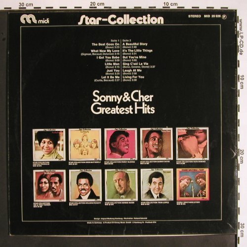 Sonny & Cher: Greatest Hits, Star-Collection, MIDI (MID 20 026), D, Ri, 1972 Typ: LP Best.-Nr.: V1573 Preis: 6,00 Euro