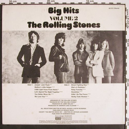Rolling Stones: Big Hits Vol.2, Club Sonderauflage, Decca / S*R (63 512), D (1969), 1975 Typ: LP Best.-Nr.: V1706 Preis: 12,50 Euro