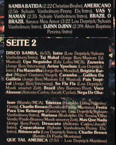 Samba Batida: Die20 schönsten Samba hits a.Rio, Ariola (205 248-000), D, 1982 Typ: LP Best.-Nr.: V1762 Preis: 6,00 Euro