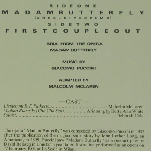 Mc Laren,Malcolm: Madam Butterfly / First Couple Out, Virgin (601 503-213), D, 1984 Typ: 12" Best.-Nr.: V1780 Preis: 4,00 Euro