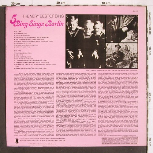 Crosby,Bing: 5-Bing sings Berlin,VeryBest of, World Records Ltd.(SM 295), UK, Mono,  - LP - V18 - 7,50 Euro
