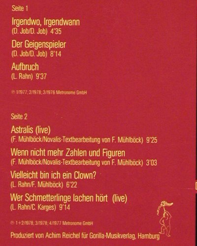 Novalis: Wer Schmetterlinge Lachen Hört, Brain (0060.219), D, m /vg+, 1977 Typ: LP Best.-Nr.: V1906 Preis: 7,50 Euro