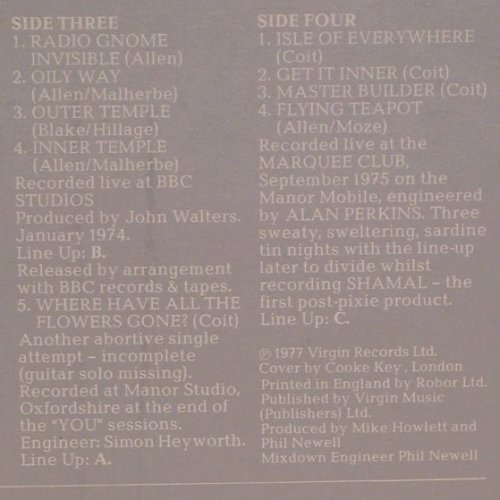 Gong: Live etc., m--/vg+, Virgin / VGD3501(25 033 XBU), D/UK, 1977 - 2LP - V1955 - 15,00 Euro