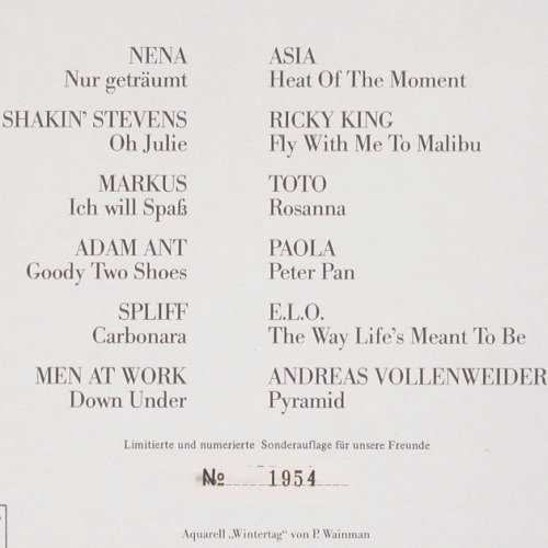 V.A.Danke'82: Nena ...Vollenweider,Lim.Ed.No.1954, CBS-Promo, (CBS 1982), NL, 1982 Typ: LP Best.-Nr.: V265 Preis: 5,00 Euro