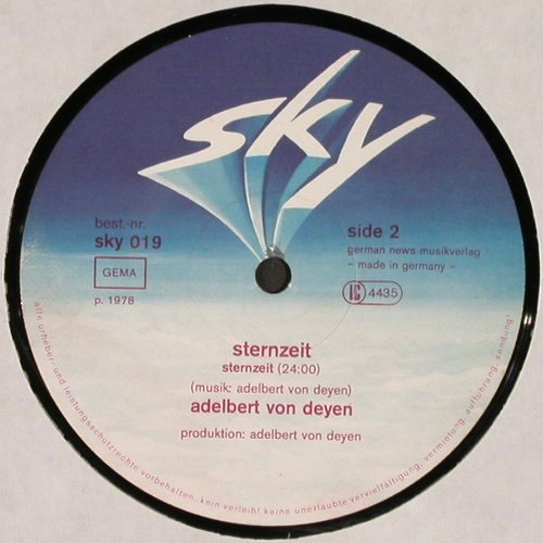 von Deyen,Adelbert: Sternzeit - mint/cover vg--, Sky (SKY 019), D, 1978 Typ: LP Best.-Nr.: V3037 Preis: 9,00 Euro