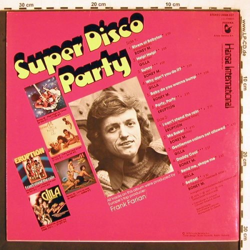 V.A.Super Disco Party: Boney M., Gilla, Eruption, Hansa (26088 XOT), D, 1978 Typ: LP Best.-Nr.: V3082 Preis: 6,00 Euro