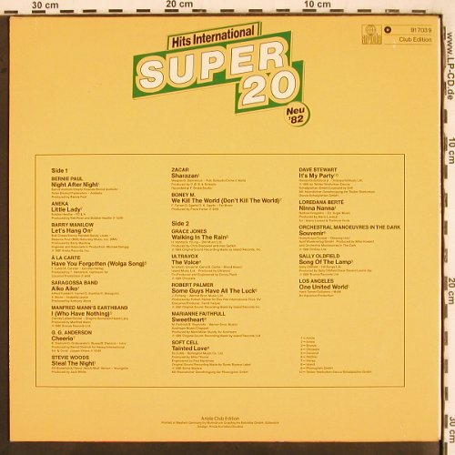 V.A.Hits International Super 20: Bernie Paul... Los Angeles, Ariola,Club Ed. (91 703 9), D, 1983 Typ: LP Best.-Nr.: V3102 Preis: 4,00 Euro