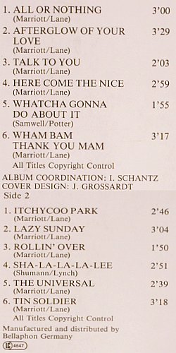 Small Faces: Same, Bellaphon/Charly (CR 3024), D, Ri, 1978 Typ: LP Best.-Nr.: V3337 Preis: 9,00 Euro