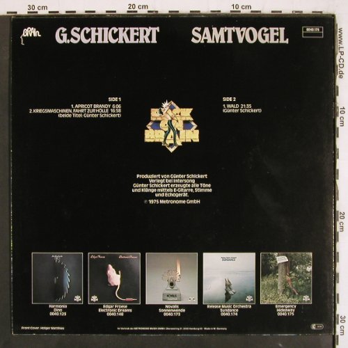 Schickert,Günter: Samtvogel (1975)  plays like new, Brain (0040.176), D, 1979 Typ: LP Best.-Nr.: V3743 Preis: 40,00 Euro