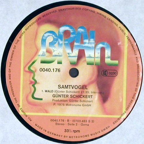 Schickert,Günter: Samtvogel (1975)  plays like new, Brain (0040.176), D, 1979 Typ: LP Best.-Nr.: V3743 Preis: 40,00 Euro