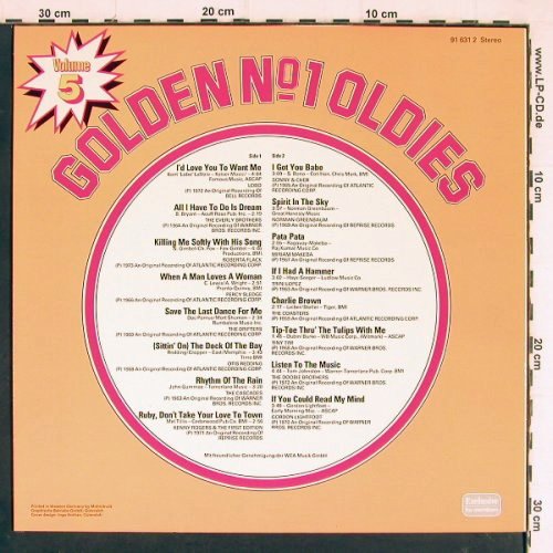 V.A.Golden No.1 Oldies: Vol.5-Lobo...Gordon Lightfood, WEA (91 631 2), D,Club Ed., 1982 Typ: LP Best.-Nr.: V601 Preis: 5,00 Euro