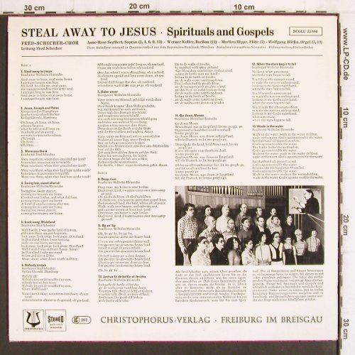 Fred-Schechter-Choir: Steal away to Jesus, m-/vg+, Christophorus(SCGLU 73 880), D,  - LP - V803 - 5,00 Euro