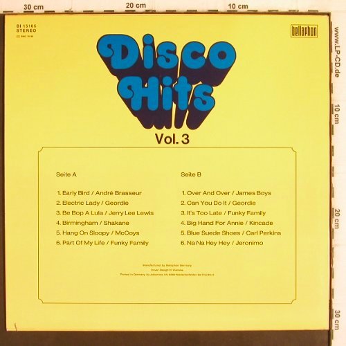 V.A.Disco Hits: André Brasseur... Jeronimo, Bellaphon (BI 15105), D, co, 1973 Typ: LP Best.-Nr.: V815 Preis: 4,00 Euro