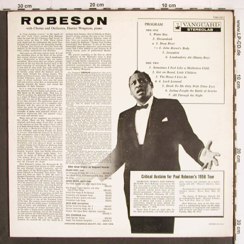 Robeson,Paul: with Chorus and Orch,H.Wingreen,p, Vanguard (VSD-2015), US,m-/vg+, 1958 Typ: LP Best.-Nr.: V9 Preis: 6,00 Euro