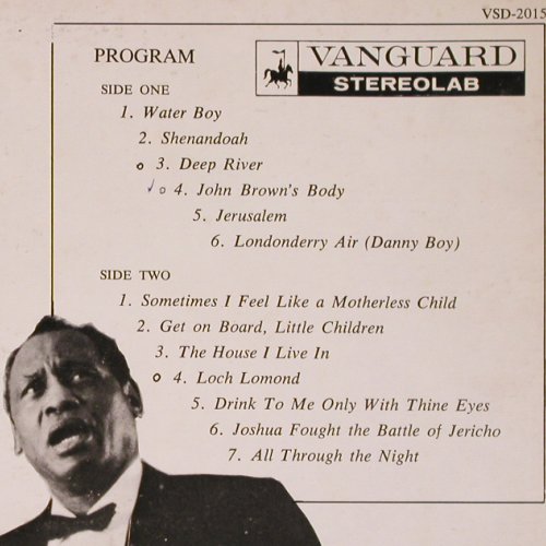 Robeson,Paul: with Chorus and Orch,H.Wingreen,p, Vanguard (VSD-2015), US,m-/vg+, 1958 Typ: LP Best.-Nr.: V9 Preis: 6,00 Euro
