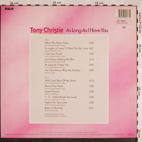 Christie,Tony: As Long As I Have You, RCA(PL 70047), D, 1983 - LP - X1048 - 5,50 Euro