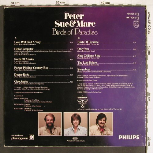 Peter,Sue & Marc: Birds Of Paradise, Philips (6435 076), D, 1980 Typ: LP Best.-Nr.: X24 Preis: 2,00 Euro