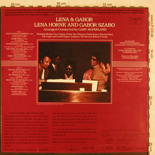 Horne,Lena & Gabor Szabo: Lena & Gabo, vg+/m-, Gryphon/Teldec(6.24451 AT), D, 1980 - LP - X263 - 7,50 Euro