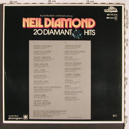Diamond,Neil: 20 Diamant Hits, Polystar(9199 816), D,  - LP - X3390 - 4,00 Euro