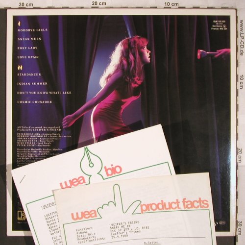 Lucifer's Friend: Sneak Me In, Facts, Bio, Elektra(ELK 52203), D, 1980 - LP - X4534 - 20,00 Euro
